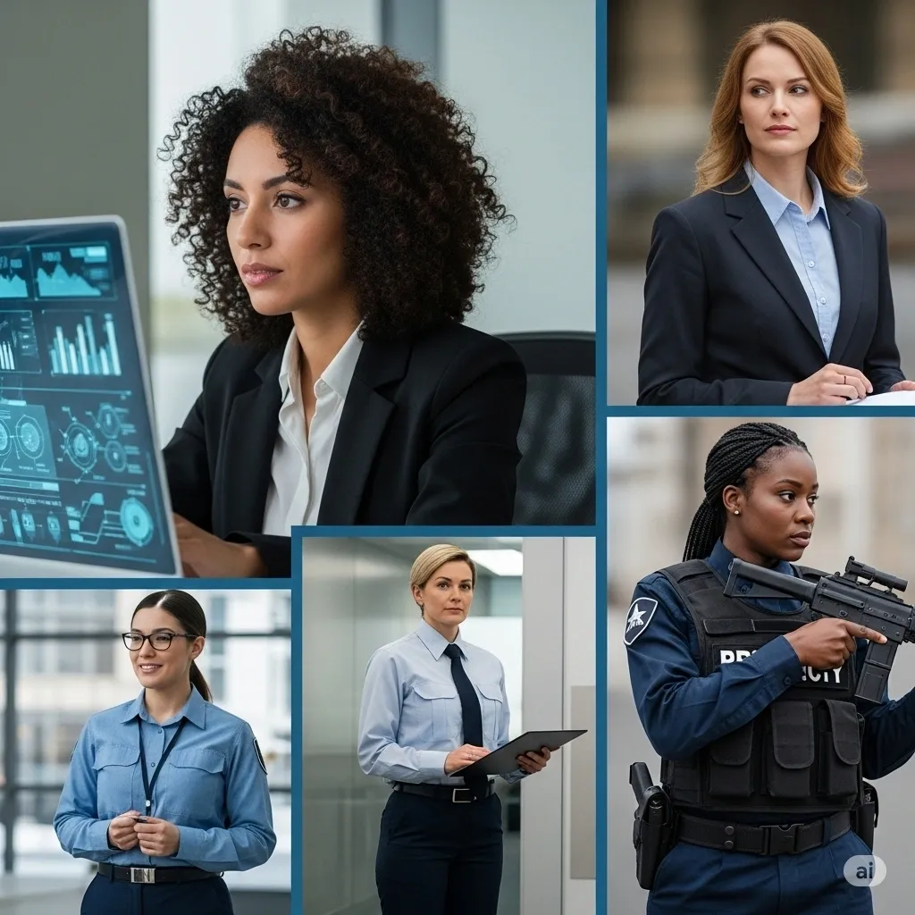 Diverse professionals in various settings.